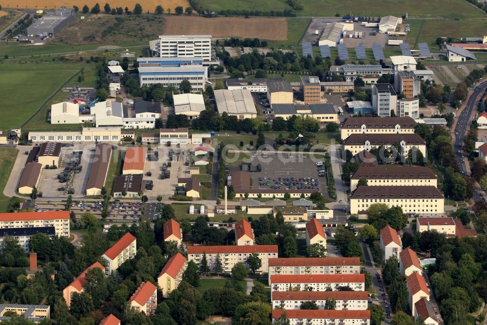 Aerial photograph Mühlhausen - Goermar barracks of the German armed forces and surrounding area in Muehlhausen in Thuringia