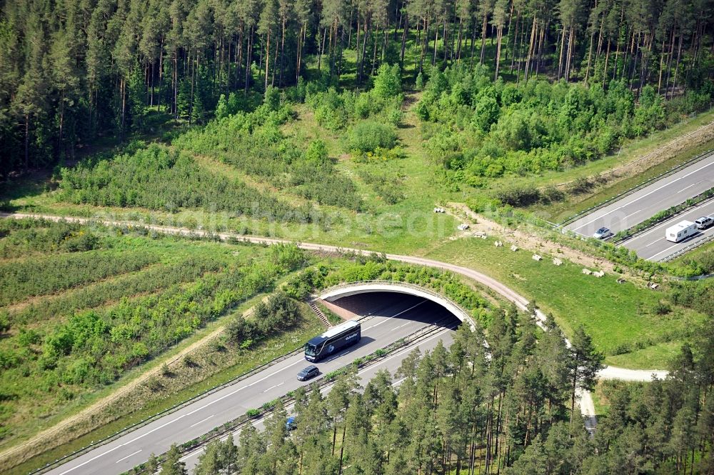 Aerial image Wolfsberg - Green bridge over highway A71 near Wolfsberg in Thuringia