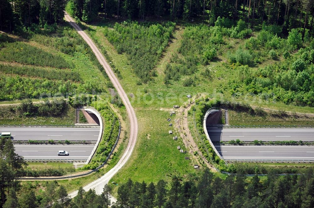 Aerial photograph Wolfsberg - Green bridge over highway A71 near Wolfsberg in Thuringia