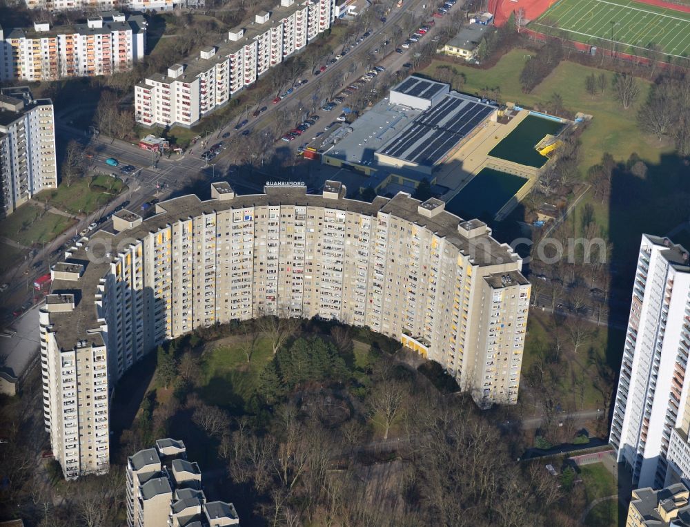 Berlin from the bird's eye view: View of the residential building Gropiushaus in the district gropiusstadt in Berlin