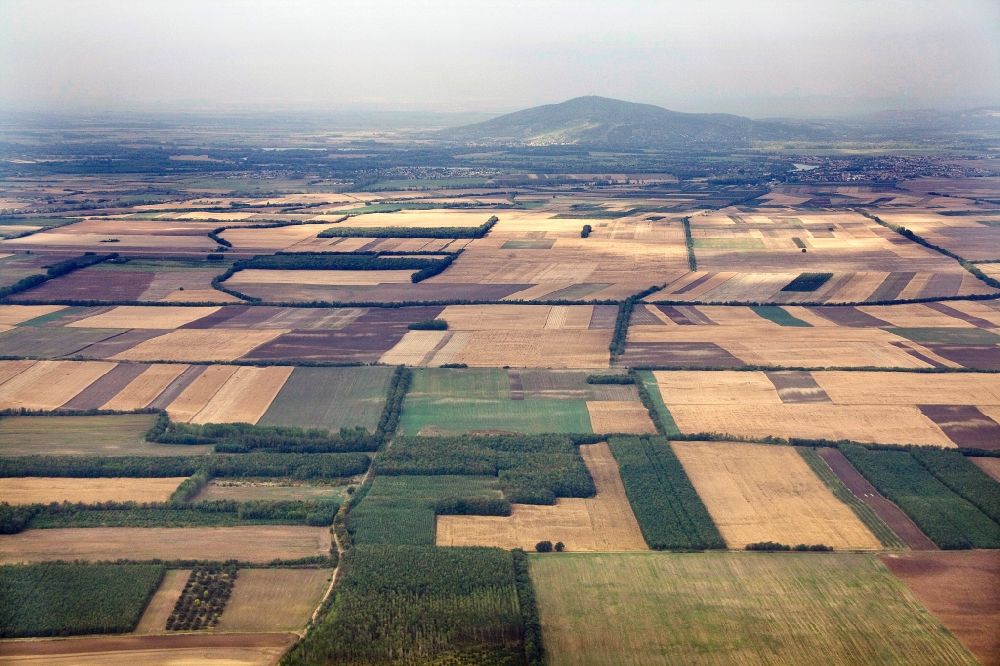 Aerial image Nagyhalasz - View at the great Hungarian Plain / Puszta near Nagyhalász in the county / Komitat Szabolcs-Szatmár-Bereg in Hungary