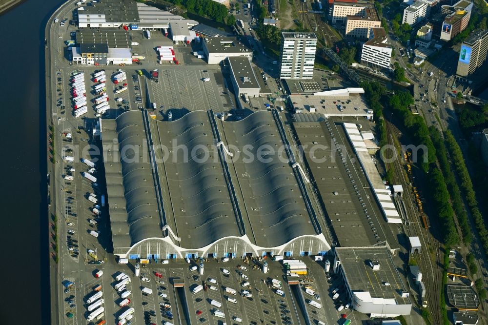 Aerial photograph Hamburg - Building of the wholesale center for flowers, fruits and vegetables in Hamburg, Germany