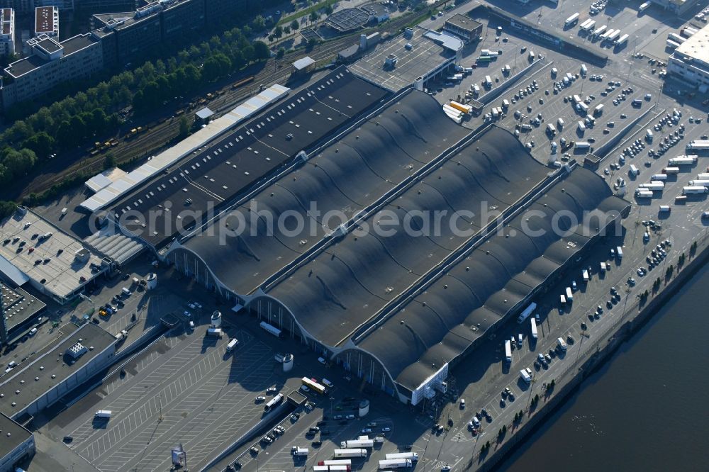 Aerial image Hamburg - Building of the wholesale center for flowers, fruits and vegetables in Hamburg, Germany