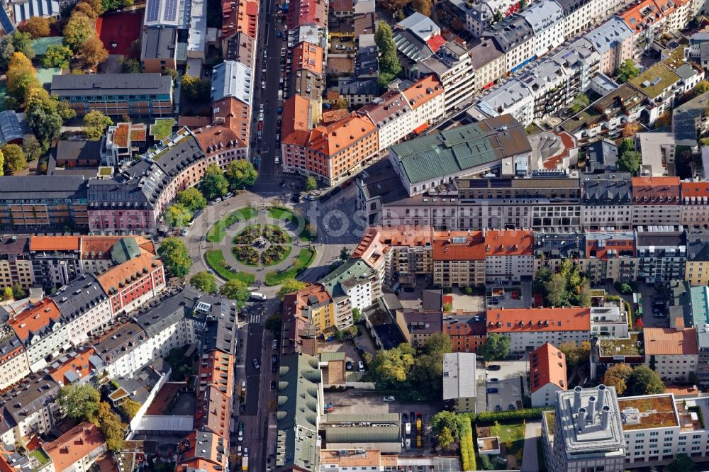 Aerial image München - Gaertnerplatz in the inner city center in Munich in the state Bavaria
