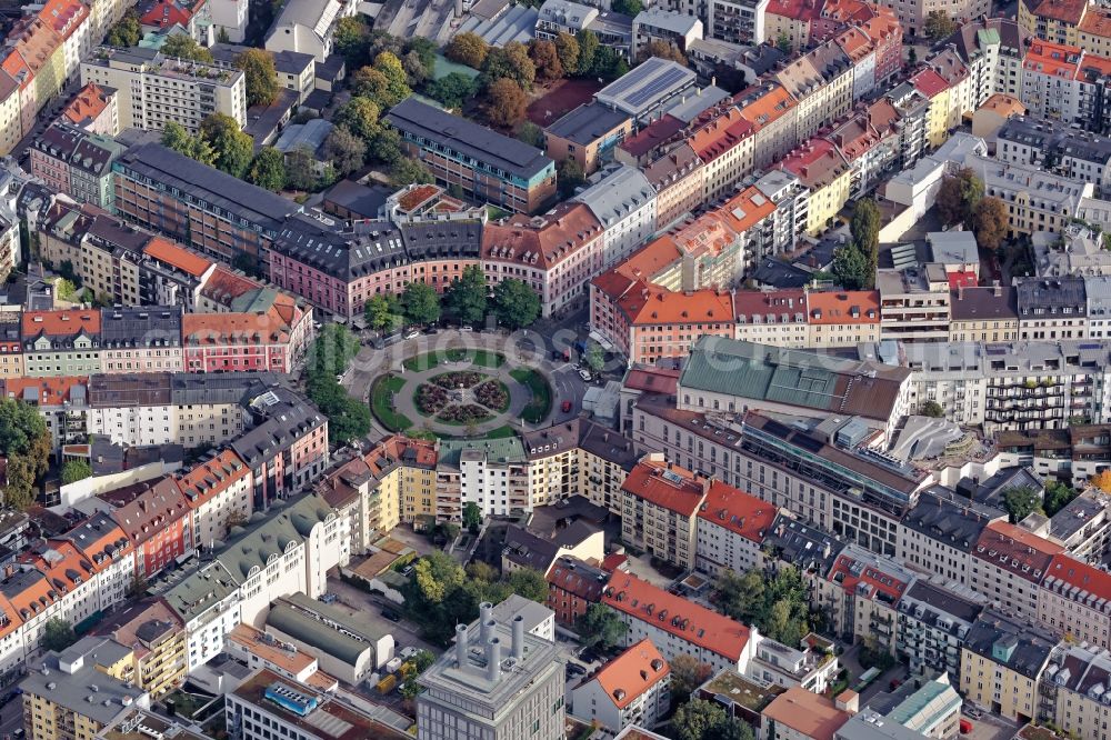 Aerial photograph München - Gaertnerplatz in the inner city center in Munich in the state Bavaria