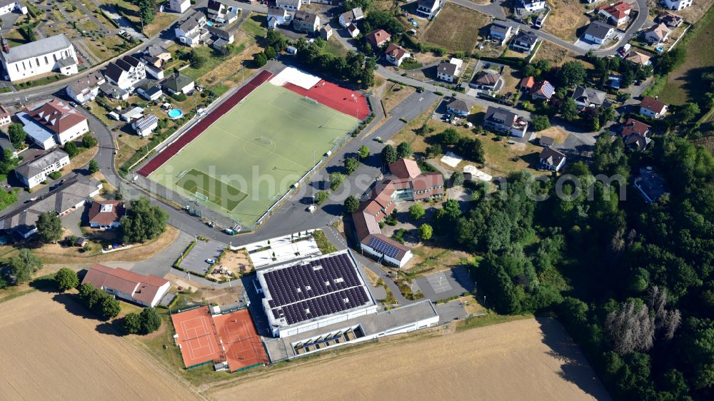 Sankt Katharinen from the bird's eye view: Elementary school St. George with gym and sports field in Sankt Katharinen in the state Rhineland-Palatinate, Germany