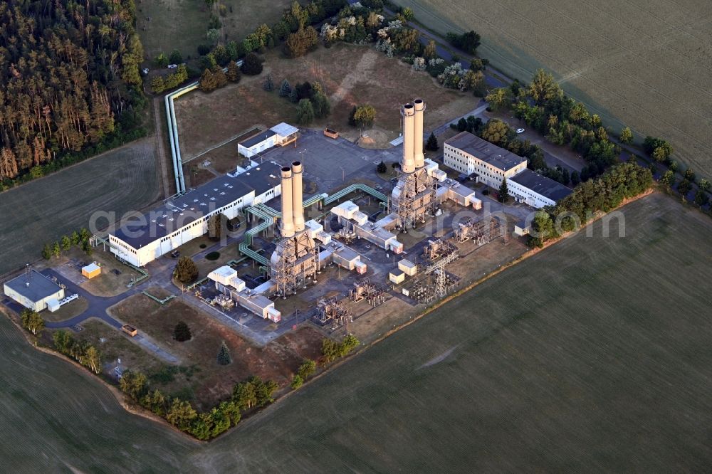 Aerial image Ahrensfelde - Combined cycle power plant with gas and steam turbine systems Gasturbinenkraftwerk Ahrensfelde in the district Ahrensfelde in Ahrensfelde in the state Brandenburg, Germany