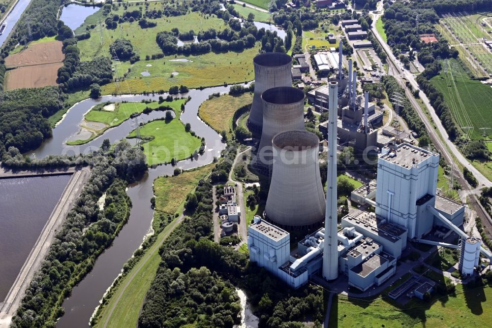 Aerial image Werne - Combined cycle power plant with gas and steam turbine systems Gersteinwerk of RWE AG in Werne in the state North Rhine-Westphalia, Germany