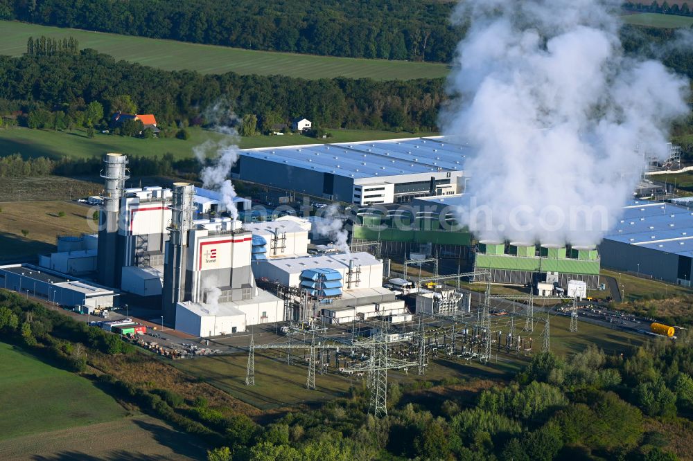 Aerial image Hamm - Combined cycle power plant with gas and steam turbine systems on street Trianelstrasse in the district Uentrop in Hamm at Ruhrgebiet in the state North Rhine-Westphalia, Germany