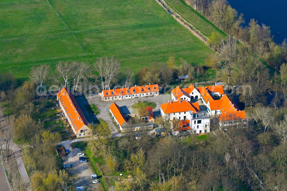 Phöben from the bird's eye view: Building and manor house of the farmhouse on street Neue Strasse in Phoeben in the state Brandenburg, Germany