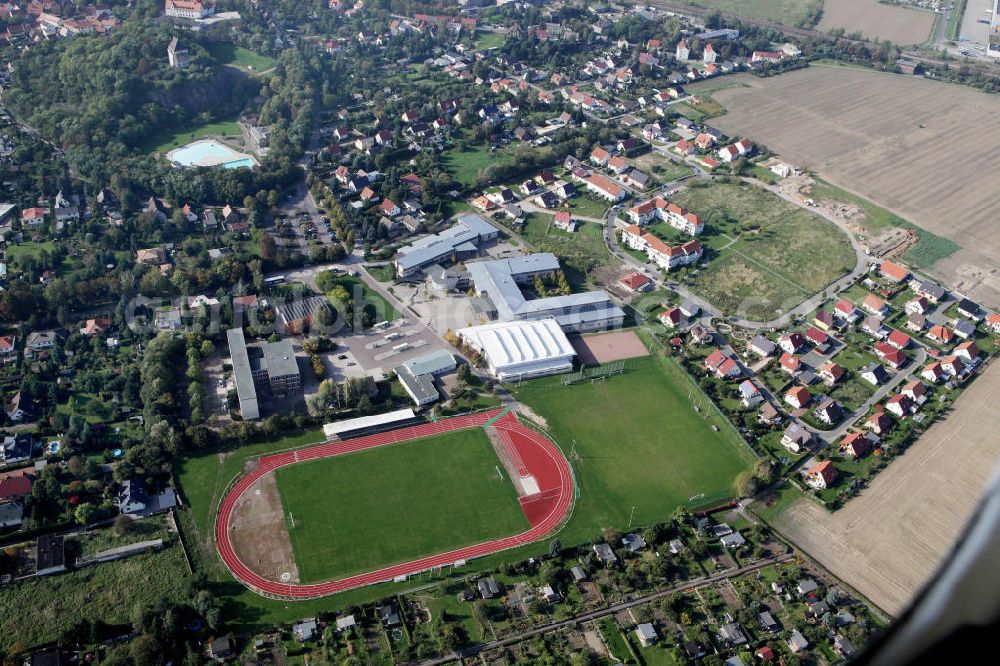 Aerial image Landsberg - Blick auf das Gymnasium Landsberg an der Bergstraße 19 in 06188 Landsberg.