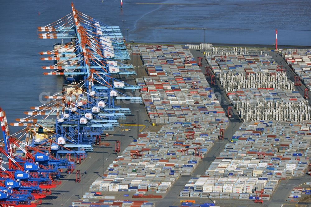 Aerial image Bremerhaven - Harbour - site of the container terminal and overseas port Bremerhaven