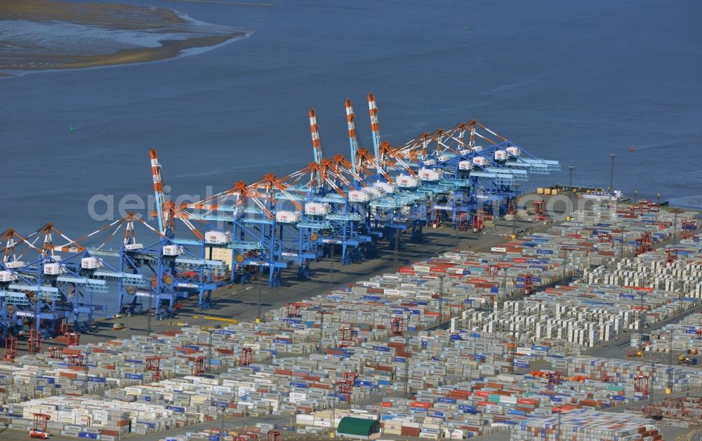 Aerial image Bremerhaven - Harbour - site of the container terminal and overseas port Bremerhaven