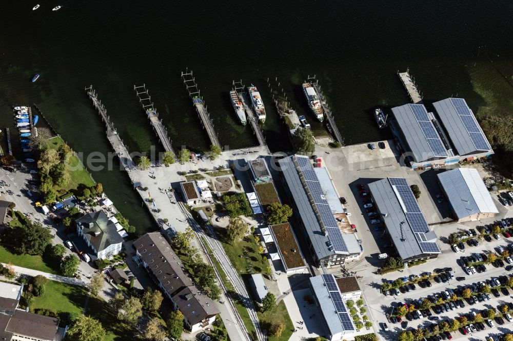 Aerial photograph Prien am Chiemsee - Shore areas and harbour in Prien am Chiemsee in the state Bavaria, Germany