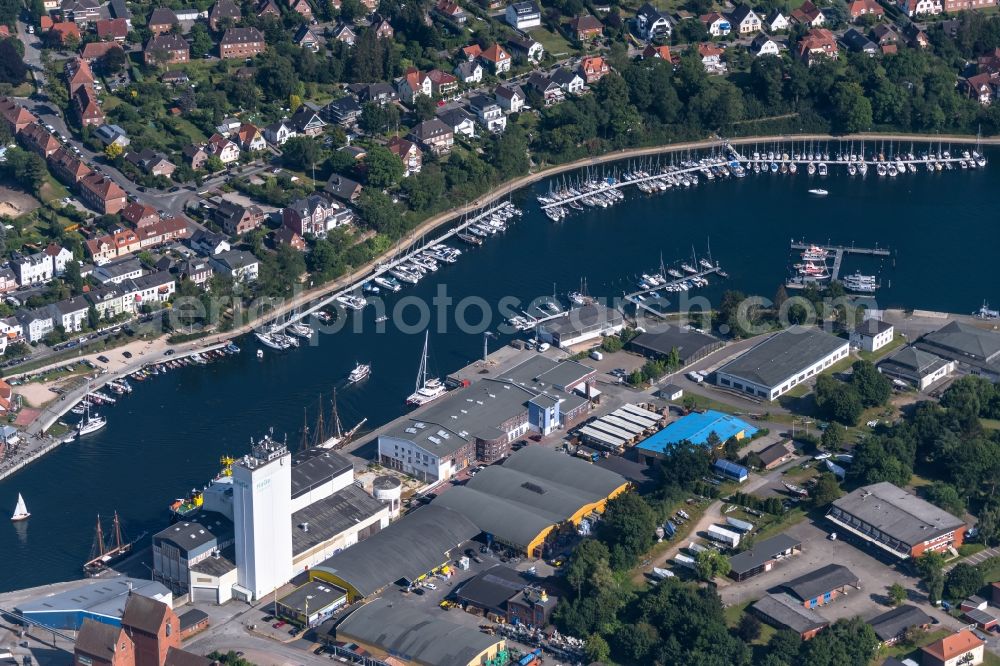 Aerial photograph Neustadt in Holstein - Port facilities along the fjord in Neustadt in Holstein in the state Schleswig-Holstein, Germany