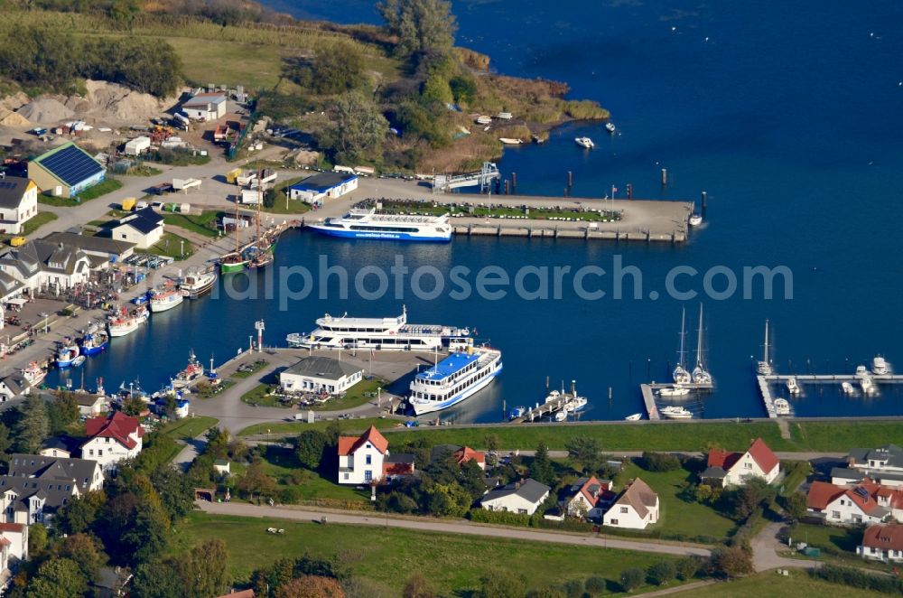 Aerial photograph Insel Hiddensee - Port facilities on the seashore of the baltic Sea on the island Hiddensee in the state Mecklenburg - Western Pomerania