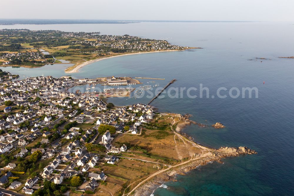 Aerial image Plobannalec-Lesconil - Port facilities on the seashore of the Finistere on mouth of Ster in the atlantic ocean in Plobannalec-Lesconil in Brittany, France