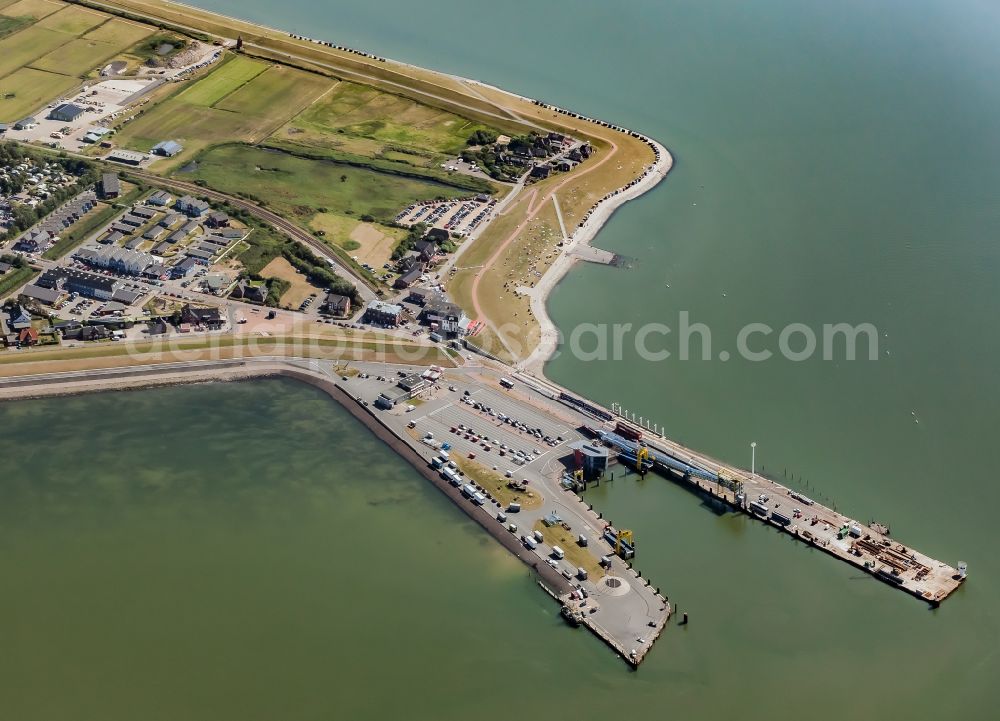 Aerial image Dagebüll - Harbour arrangements in the sea coast of north frieze country in Dagebuell in the federal state Schleswig-Holstein, Germany