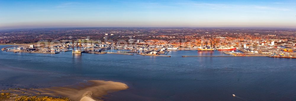 Esbjerg from the bird's eye view: Port facilities on the seashore of the North Sea in Esbjerg in Syddanmark, Denmark