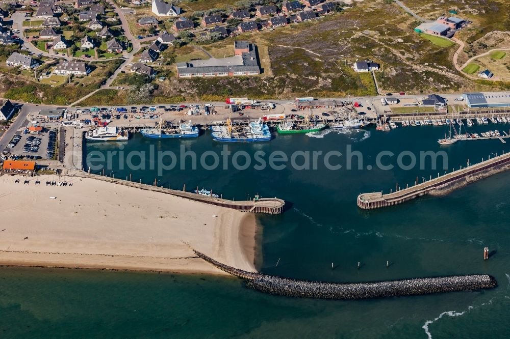 Aerial image Hörnum (Sylt) - Port facilities on the seashore of the North Sea in Hoernum on Sylt in the state Schleswig-Holstein, Germany