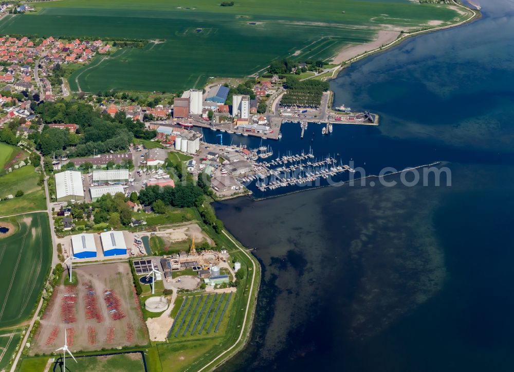 Aerial image Fehmarn - Port facilities on the seashore of the Ostsee in Burgstaaken in Fehmarn on the island of Fehmarn in the state Schleswig-Holstein, Germany