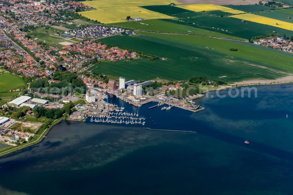 Fehmarn from above - Port facilities on the seashore of the Ostsee in Burgstaaken in Fehmarn on the island of Fehmarn in the state Schleswig-Holstein, Germany