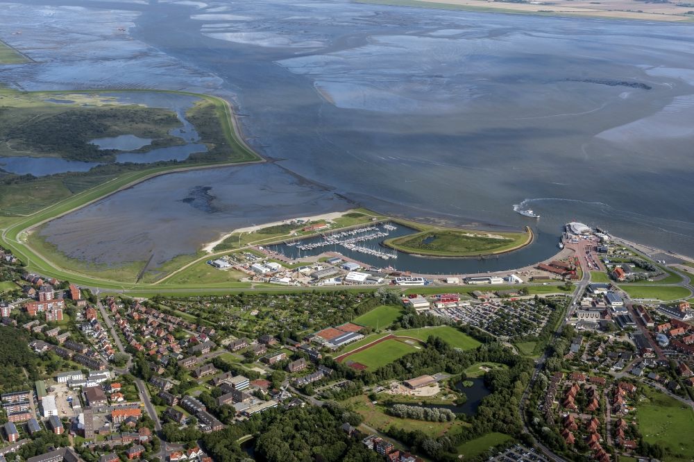 Norderney from the bird's eye view: Port facilities of the East Frisian island of Norderney in Lower Saxony island Norderney in the state Lower Saxony