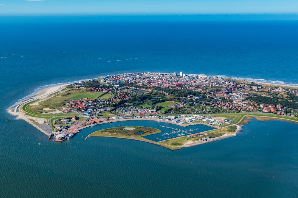 Norderney from the bird's eye view: Port facilities of the East Frisian island of Norderney in Lower Saxony island Norderney in the state Lower Saxony