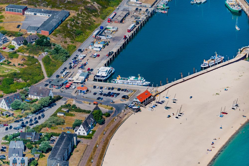 Aerial image Sylt - Port facilities with the ships Adler Cat Adler IV on the sea coast of the North Sea island of Sylt in the state Schleswig-Holstein, Germany
