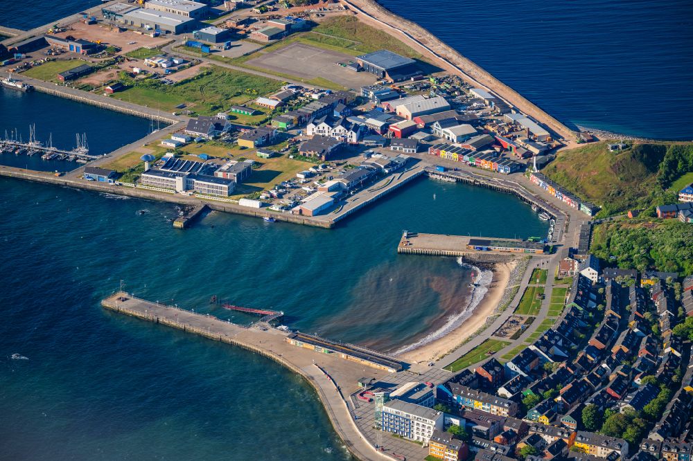 Aerial image Helgoland - Port facilities on the shores of the harbor of Frachthafen in Helgoland in the state Schleswig-Holstein, Germany