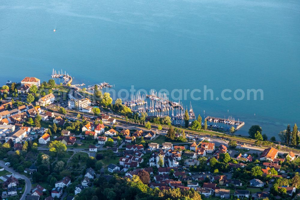 Ludwigshafen from above - Port facilities on the shores of the harbor of on lake of Constance on street Hafenstrasse in Bodman-Ludwigshafen in the state Baden-Wuerttemberg, Germany
