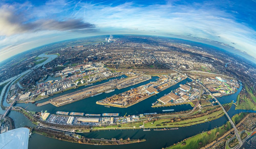 Aerial image Duisburg - Port facilities on the shores of the harbor of the Ruhr on street Kohleninsel in the district Ruhrort in Duisburg at Ruhrgebiet in the state North Rhine-Westphalia, Germany
