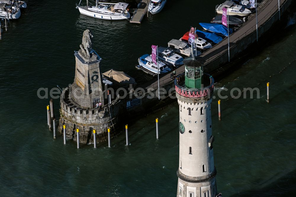Aerial photograph Lindau (Bodensee) - Port entrance on the shore of Lake Constance in Lindau am Bodensee in the state Bavaria, Germany