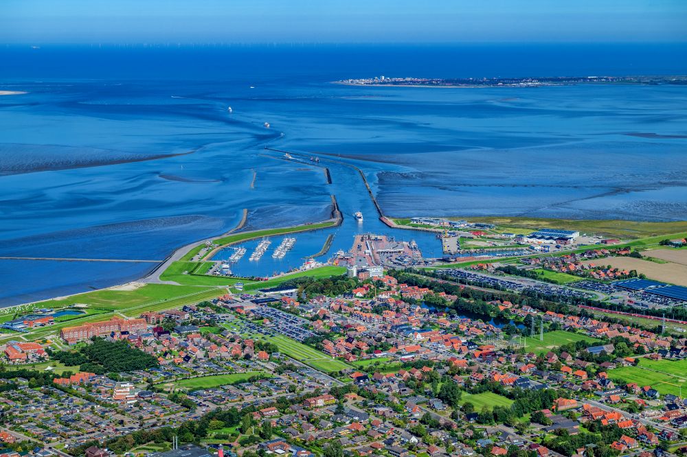 Norden from the bird's eye view: Port area Norddeich Mole in Norden Nordeich in the state Lower Saxony, German
