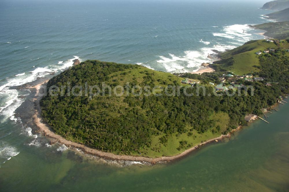 Aerial photograph MQALENI - Peninsula with the provincial town Mqaleni at the coast of South Africa