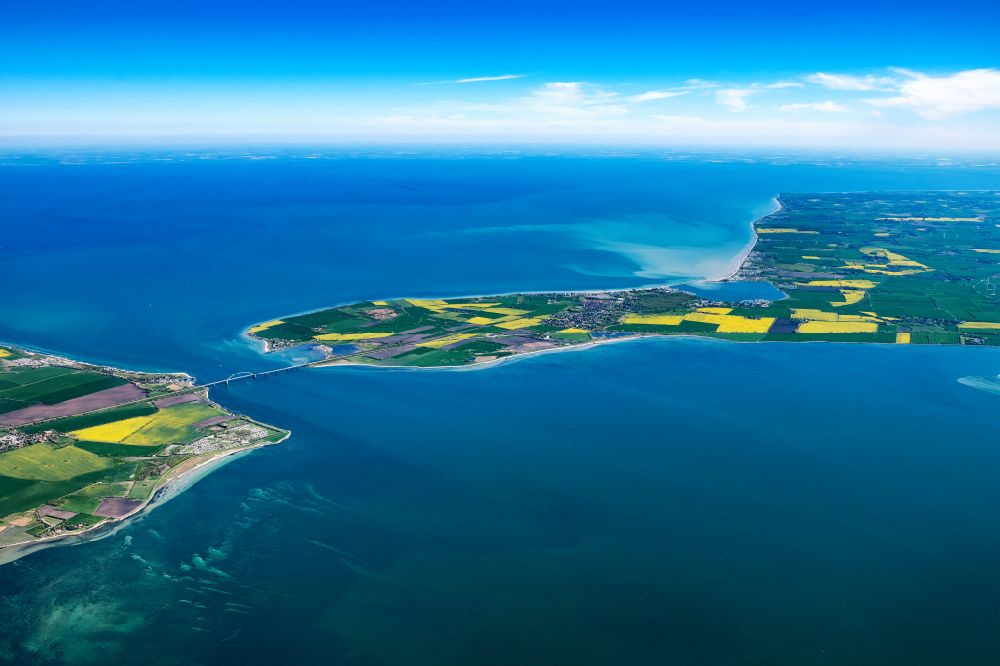 Großenbrode from above - Peninsula with agricultural fields in Grossenbrode in the state Schleswig-Holstein, Germany