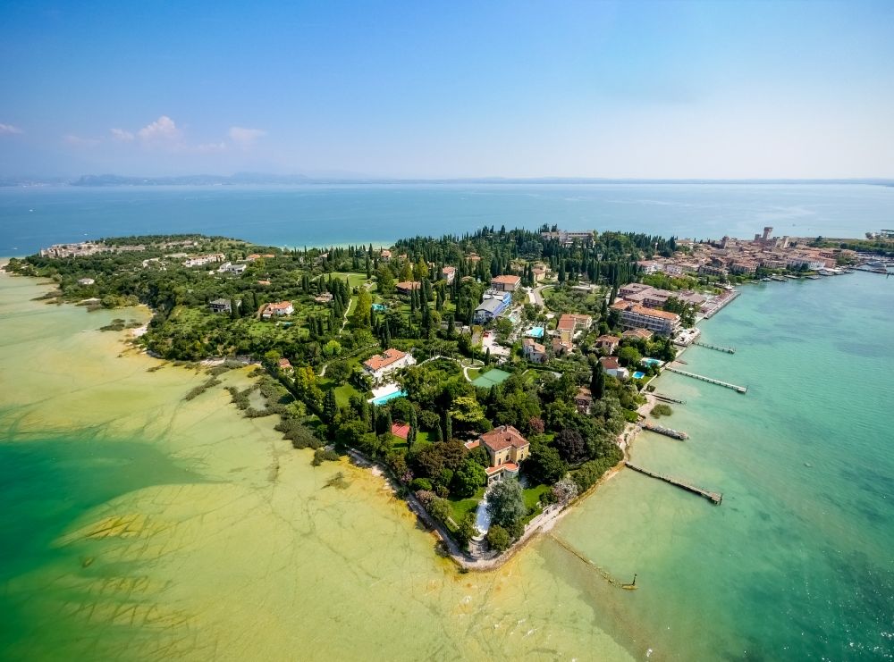 Aerial photograph Sirmione - Headland Sirmione at the Garda See in Lombardia, Italy