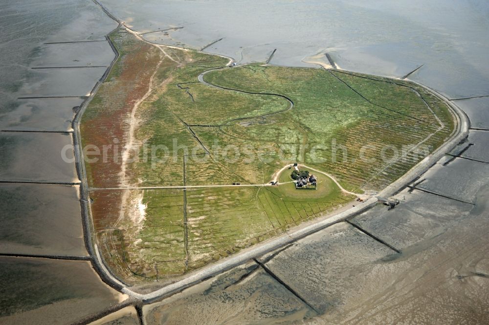 Aerial photograph Pellworm - Hallig Suedfall in Pellworm in Schleswig-Holstein. Wadden Sea at low tide. Top Pellworm