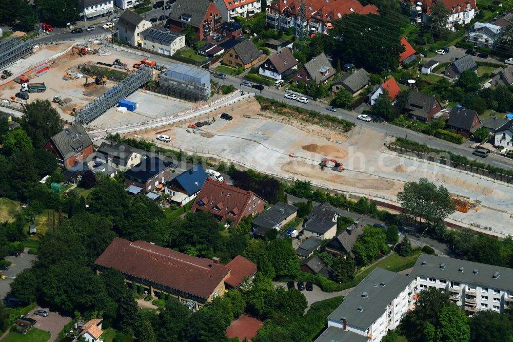 Aerial image Hamburg - Highway construction site for the expansion and extension of track along the route of A7 in the district Schnelsen in Hamburg, Germany