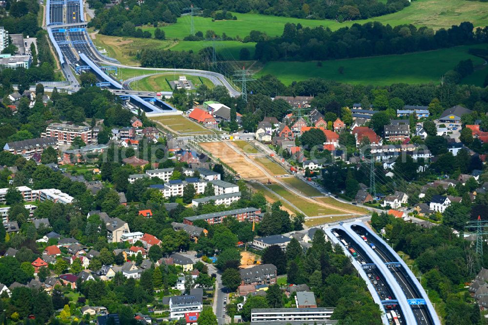 Aerial photograph Hamburg - Highway construction site for the expansion and extension of track along the route of A7 in the district Stellingen in Hamburg, Germany
