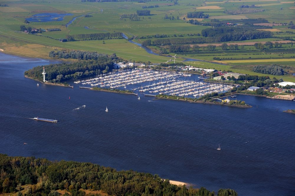 Wedel from above - View of the Hamburger Marina in Wedel in the state Schleswig-Holstein