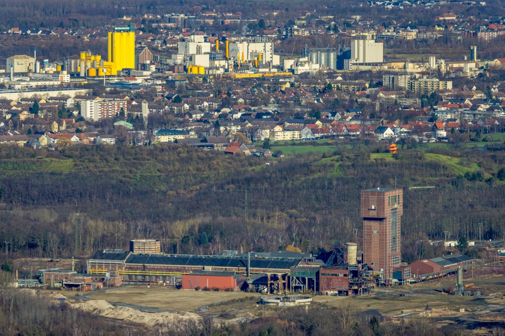 Aerial image Hamm - Tower Hammerkopfturm on the site of the Industry- ruins Zeche Heinrich Robert in Hamm in the state North Rhine-Westphalia, Germany