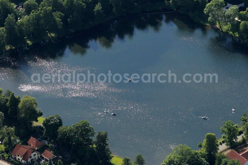 Georgenthal/Thüringer Wald from above - Hammer pond with boats and pedal boats in George / Thueringer Wald in Thuringia