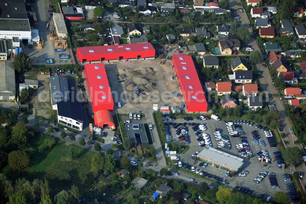 Aerial photograph Potsdam - View of the new construction of the artisan and business park in Babelsberg in Potsdam in the state Brandenburg