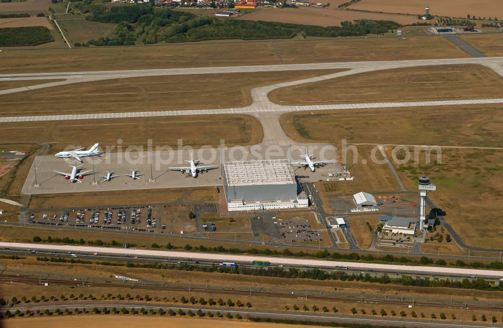Aerial image Schkeuditz - Hangar equipment and aircraft hangars for aircraft maintenance on Towerstrasse in Schkeuditz in the state Saxony, Germany