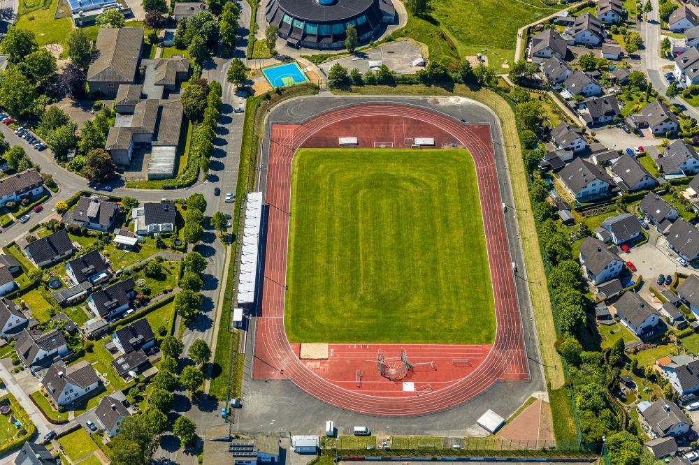 Aerial image Attendorn - Hansa Stadium in Attendorn in the state of North Rhine-Westphalia, Germany