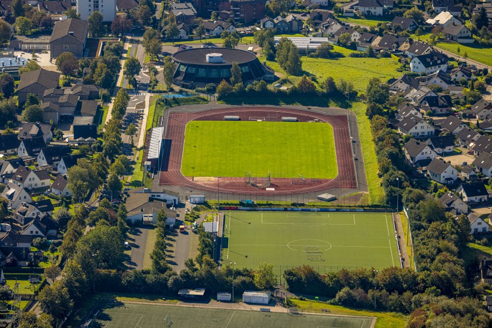 Aerial image Hansestadt Attendorn - Hansa Stadium in Attendorn in the state of North Rhine-Westphalia, Germany