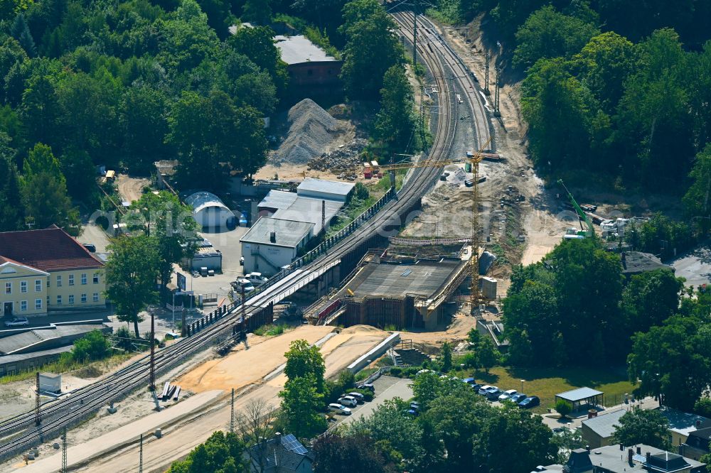 Aerial photograph Altenburg - Track progress and building of the main station of the railway on street Wettinerstrasse in Altenburg in the state Thuringia, Germany