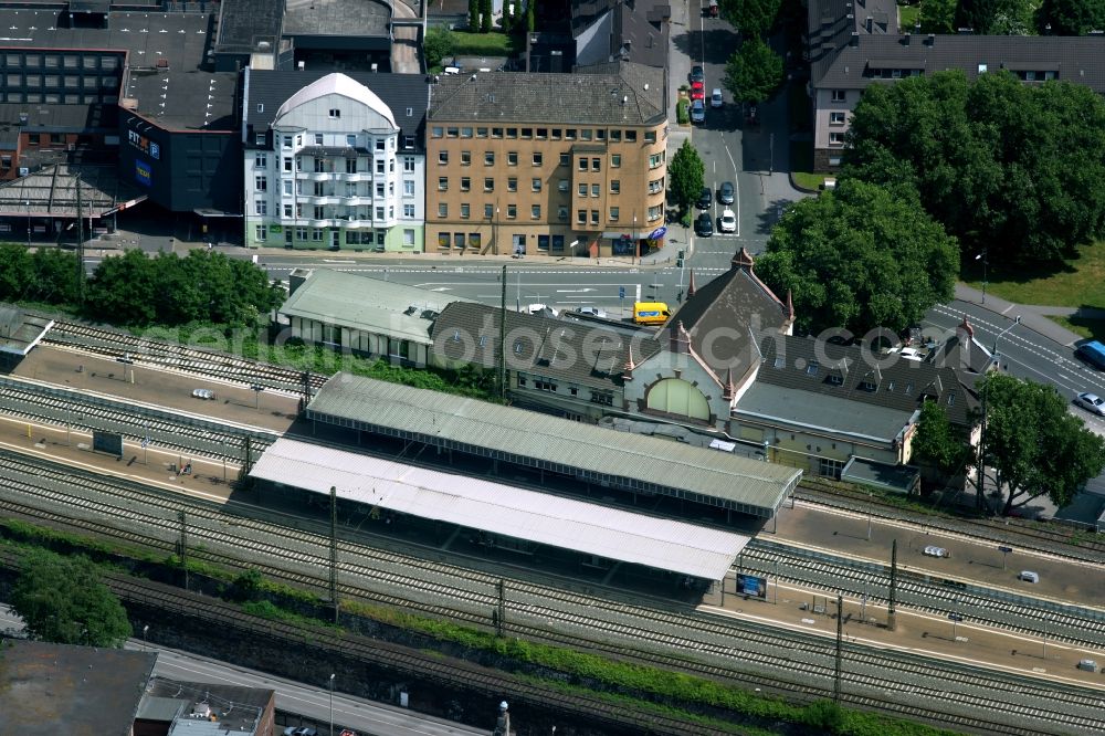 Witten from above - Track progress and building of the main station of the railway in Witten in the state North Rhine-Westphalia, Germany