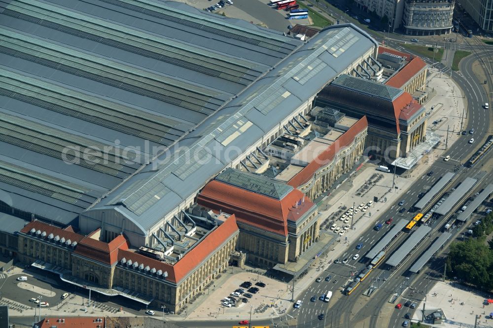 Leipzig from above - View of the Leipzig Central Station and the shopping center in the walkways to the station